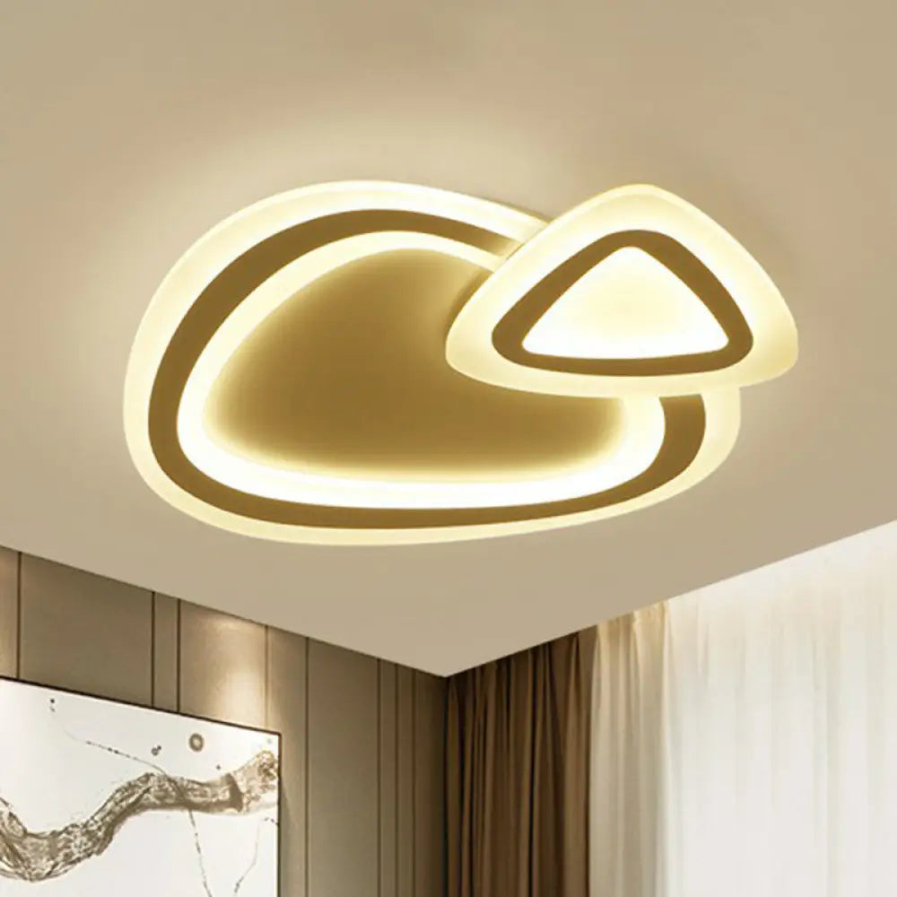 Minimalist White Led Flush Mount Fixture - Ultra - Thin Acrylic Lighting For Kids Bedroom / Triangle