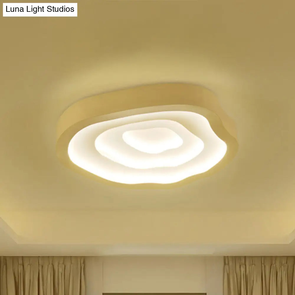 Minimalist White Led Flush Mount Lamp - 21’/25’ Wide Tree - Ring Ceiling Light With 3 Color Options