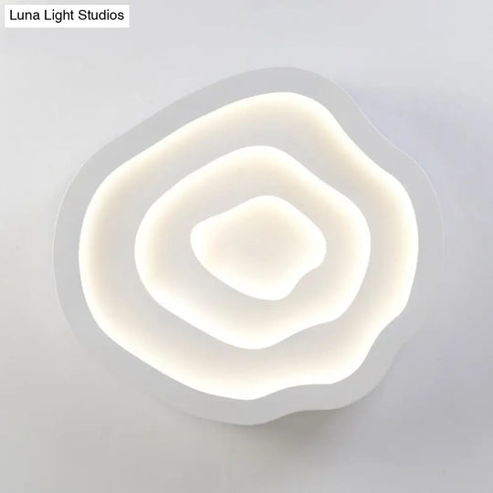 Minimalist White Led Flush Mount Lamp - 21/25 Wide Tree-Ring Ceiling Light With 3 Color Options
