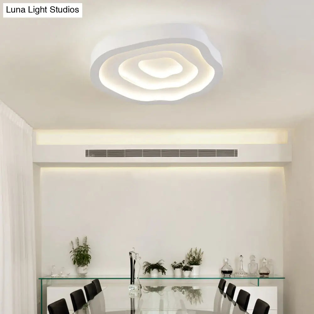Minimalist White Led Flush Mount Lamp - 21’/25’ Wide Tree - Ring Ceiling Light With 3 Color Options