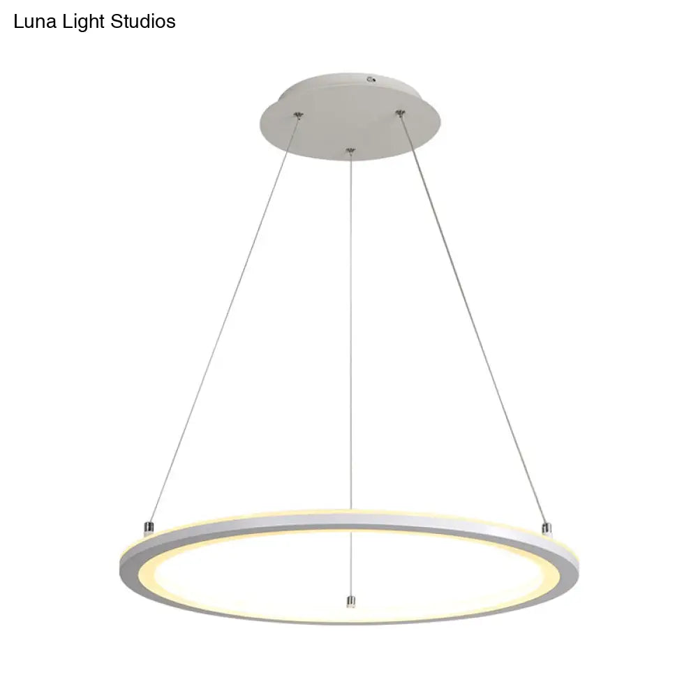 Minimalist White Led Pendant Lamp: Acrylic Kitchen Chandelier Circular Design Multiple Sizes