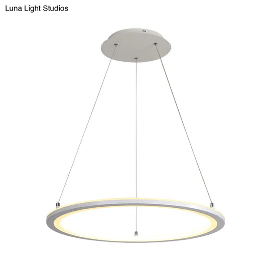 Minimalist White Led Pendant Lamp: Acrylic Kitchen Chandelier Circular Design Multiple Sizes