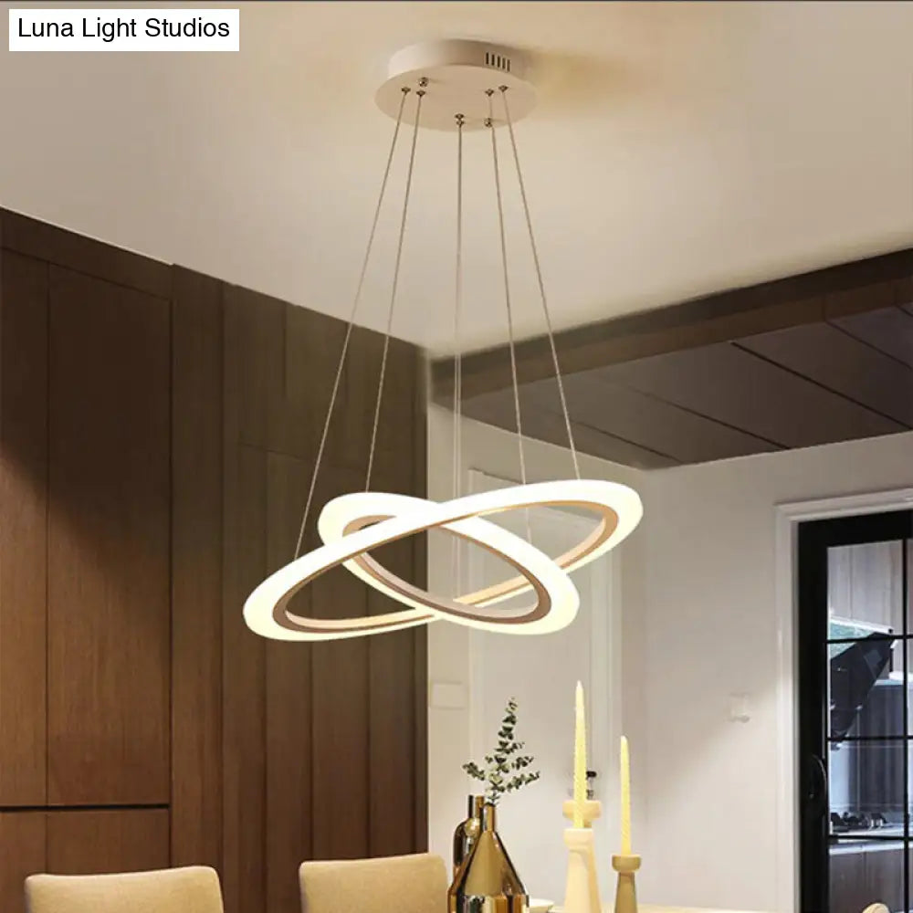 Minimalist White Led Pendant Light: 2/3-Tier Triangle/Round Acrylic Shade For Dining Room Chandelier