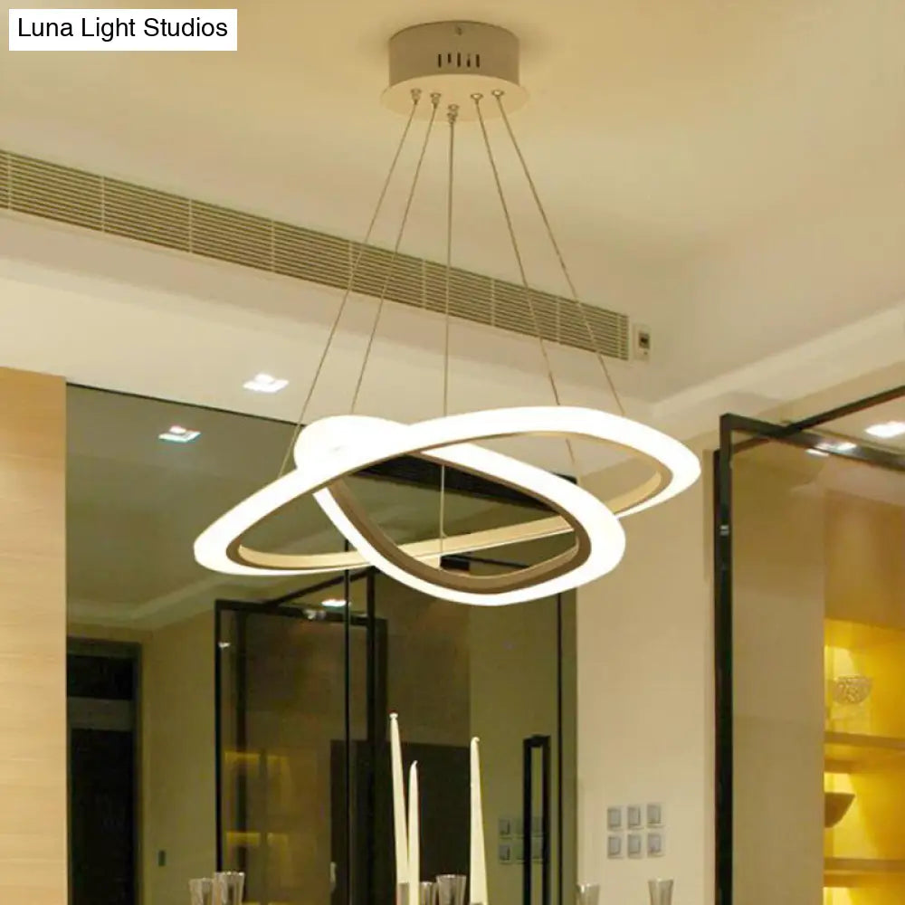 Minimalist White Led Pendant Light: 2/3-Tier Triangle/Round Acrylic Shade For Dining Room Chandelier