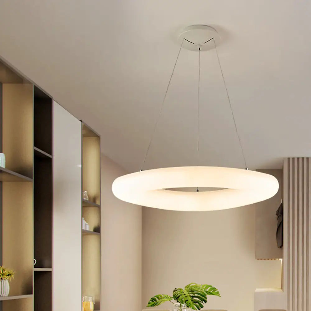 Minimalist White Led Pendant Light For Dining Room Ceiling - Closed Curve Acrylic Design