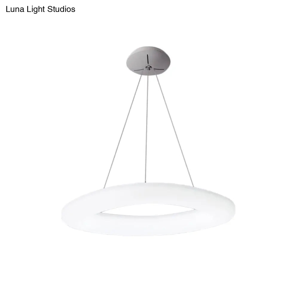 Minimalist White Led Pendant Light For Dining Room Ceiling - Closed Curve Acrylic Design