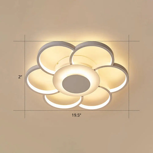 Minimalist White Led Sunflower Flushmount Ceiling Lamp For Bedroom / 19.5’
