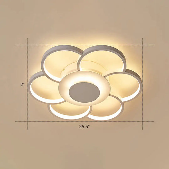 Minimalist White Led Sunflower Flushmount Ceiling Lamp For Bedroom / 25.5’