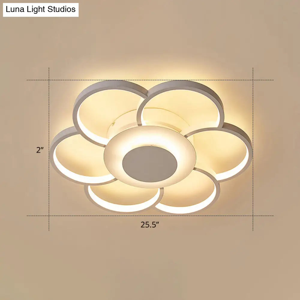 Minimalist White Led Sunflower Flushmount Ceiling Lamp For Bedroom / 25.5