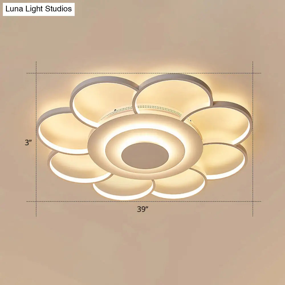 Minimalist White Led Sunflower Flushmount Ceiling Lamp For Bedroom / 39.5