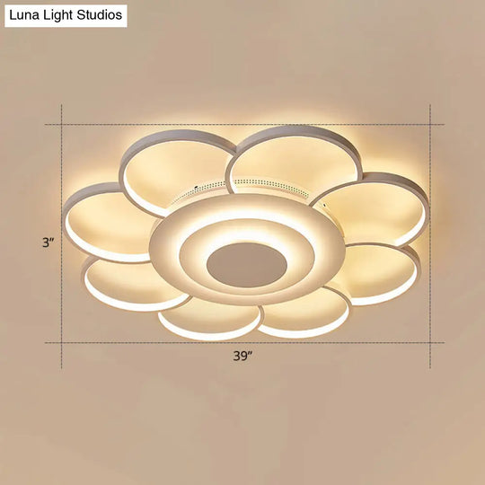 Minimalist White Led Sunflower Flushmount Ceiling Lamp For Bedroom / 39.5
