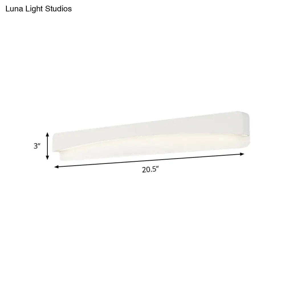 Minimalist White Led Wall Sconce Lamp - 16.5/20.5 Metal And Acrylic Rectangular Mount