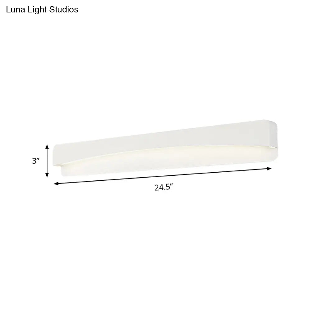 Minimalist White Led Wall Sconce Lamp - 16.5/20.5 Metal And Acrylic Rectangular Mount