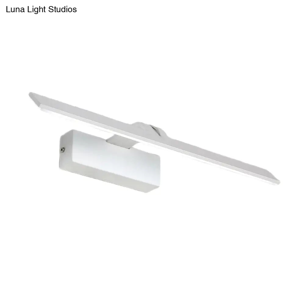 Minimalist White Metal Led Vanity Light Fixture: Wall Mounted Rectangle Lamp For Bathroom In