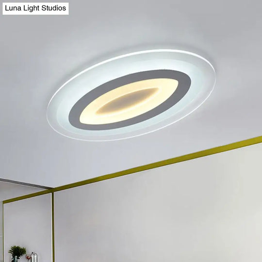 Minimalist White Oval Flush Mount Led Fixture For Living Room Lighting