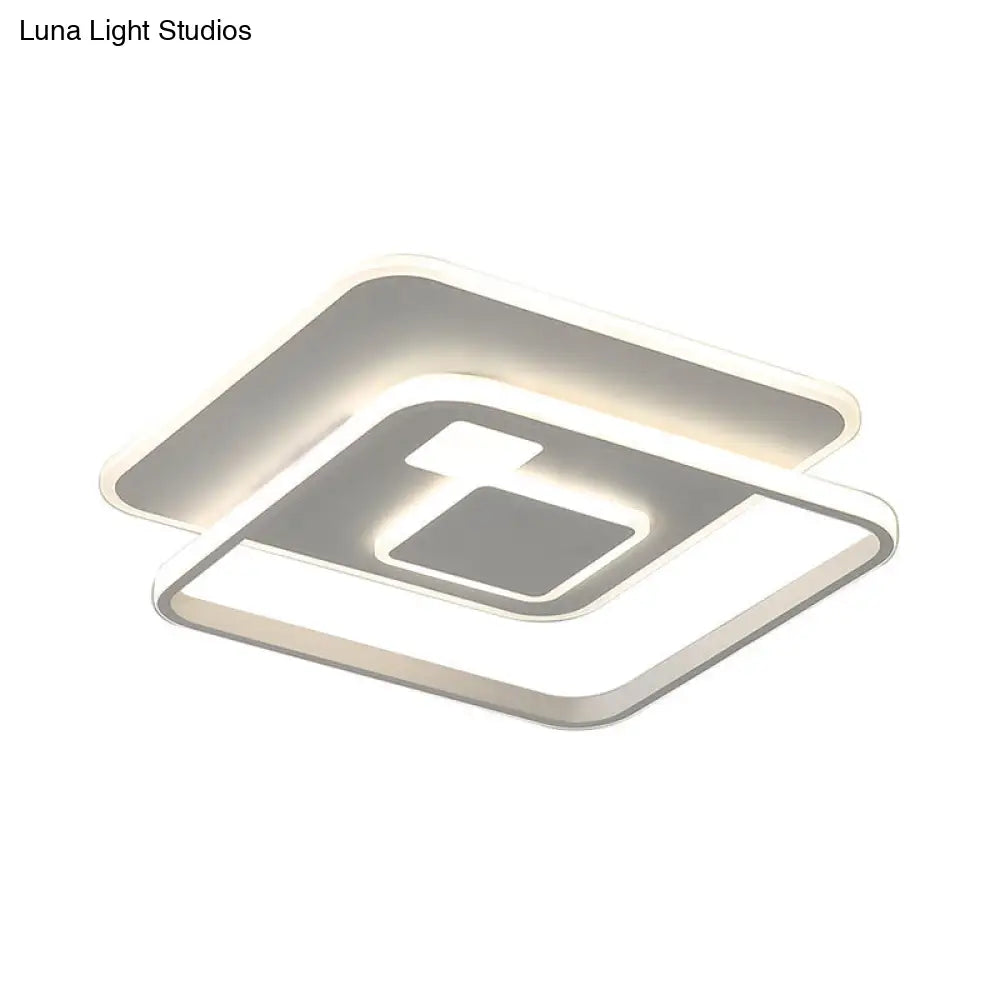 Minimalist White Rectangle Led Acrylic Ceiling Light - Warm/White Flush Mount Fixture