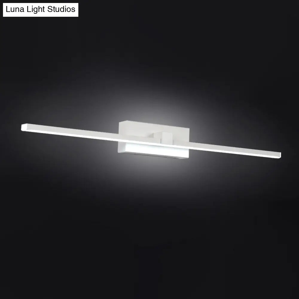 Minimalist White Rectangle Vanity Lamp - 16/19.5 L Led Metal Wall Mount Light In Warm/White