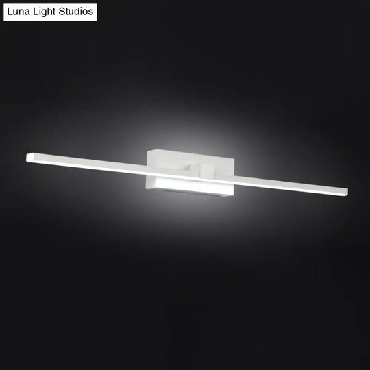 Minimalist White Rectangle Vanity Lamp - 16/19.5 L Led Metal Wall Mount Light In Warm/White