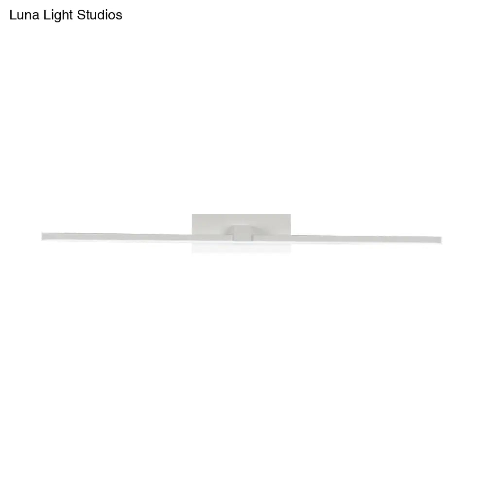 Minimalist White Rectangle Vanity Lamp - 16/19.5 L Led Metal Wall Mount Light In Warm/White