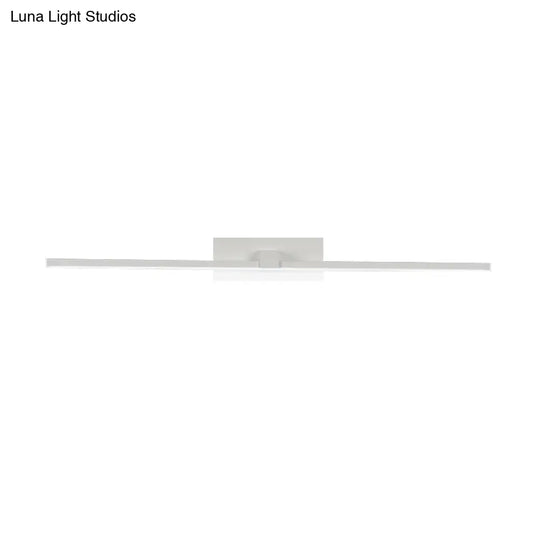 Minimalist White Rectangle Vanity Lamp - 16/19.5 L Led Metal Wall Mount Light In Warm/White