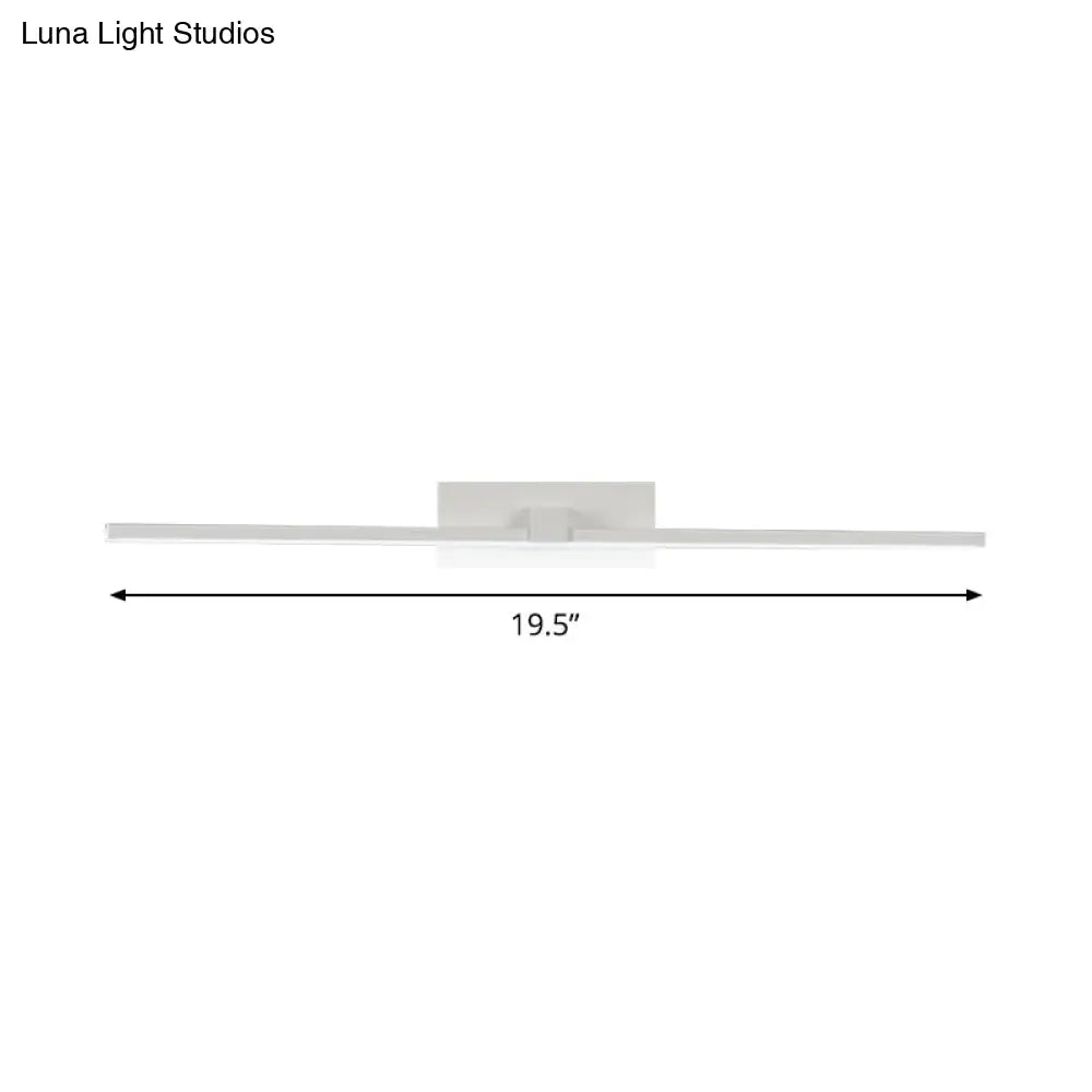 Minimalist White Rectangle Vanity Lamp - 16/19.5 L Led Metal Wall Mount Light In Warm/White