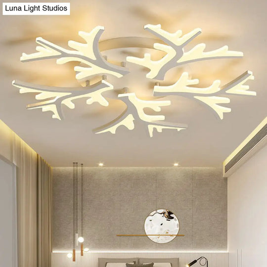 Minimalist White Snowflake Led Flush Mount Lighting For Living Room 5 / Warm