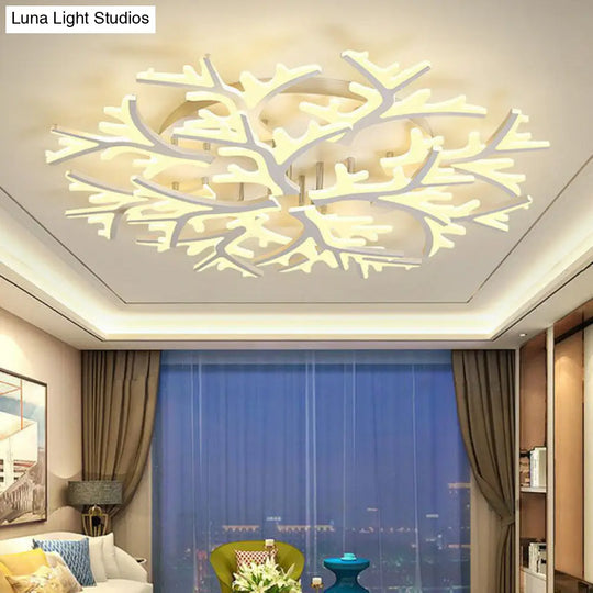 Minimalist White Snowflake Led Flush Mount Lighting For Living Room 12 / Warm