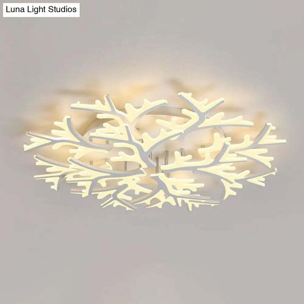 Minimalist White Snowflake Led Flush Mount Lighting For Living Room