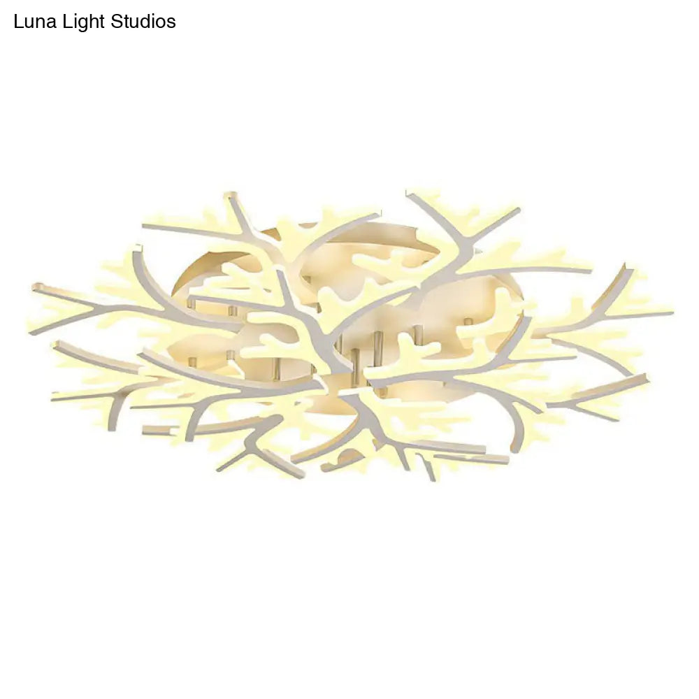 Minimalist White Snowflake Led Flush Mount Lighting For Living Room