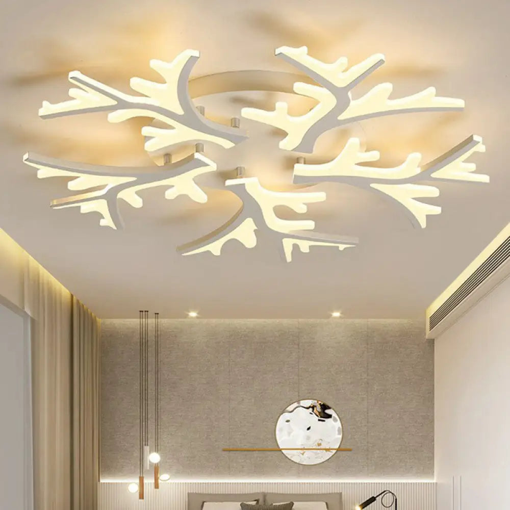 Minimalist White Snowflake Led Flush Mount Lighting For Living Room 5 / Warm
