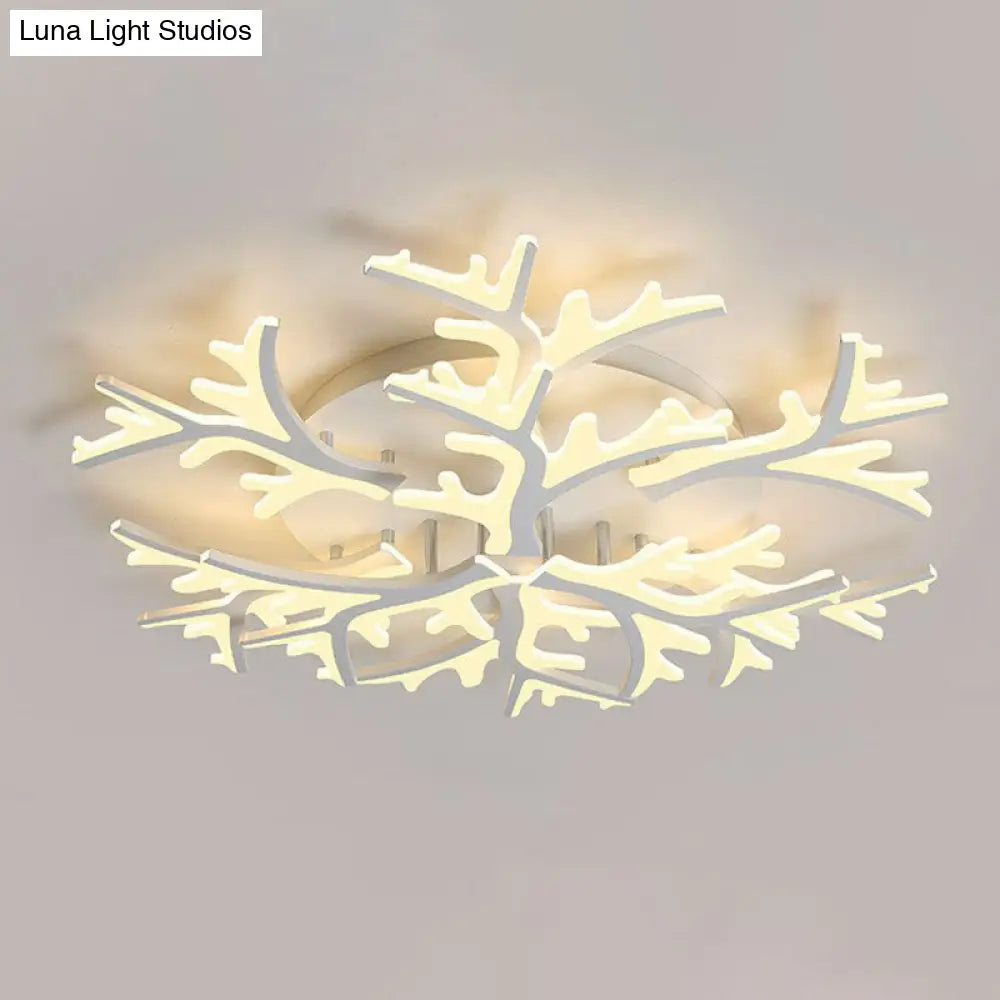 Minimalist White Snowflake Led Flush Mount Lighting For Living Room 9 / Warm