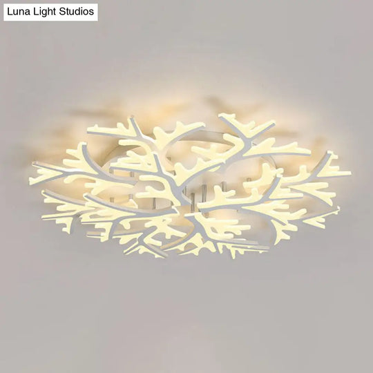 Minimalist White Snowflake Led Flush Mount Lighting For Living Room