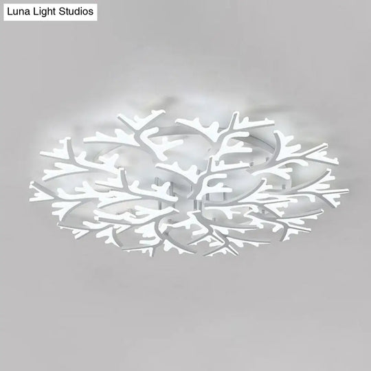Minimalist White Snowflake Led Flush Mount Lighting For Living Room 15 /