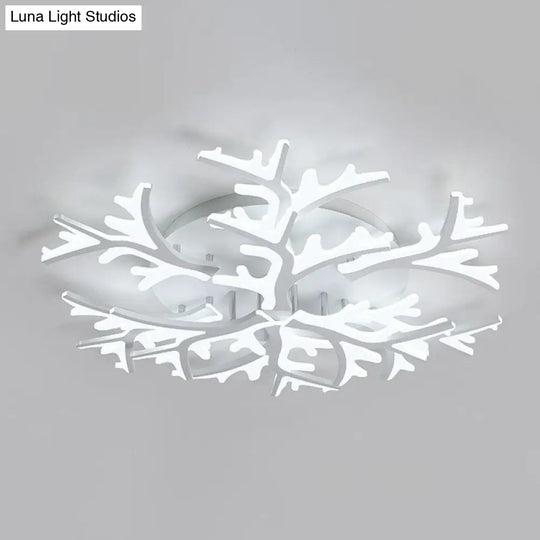 Minimalist White Snowflake Led Flush Mount Lighting For Living Room 9 /