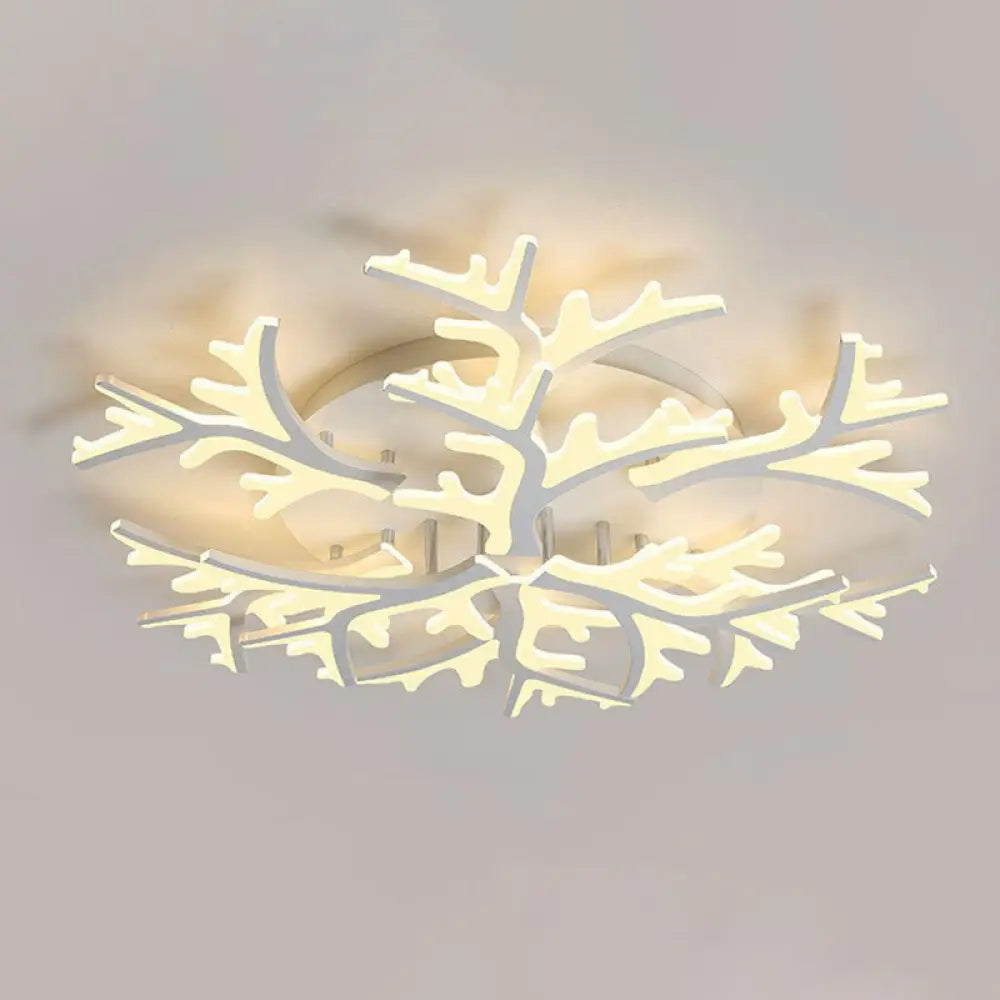 Minimalist White Snowflake Led Flush Mount Lighting For Living Room 9 / Warm