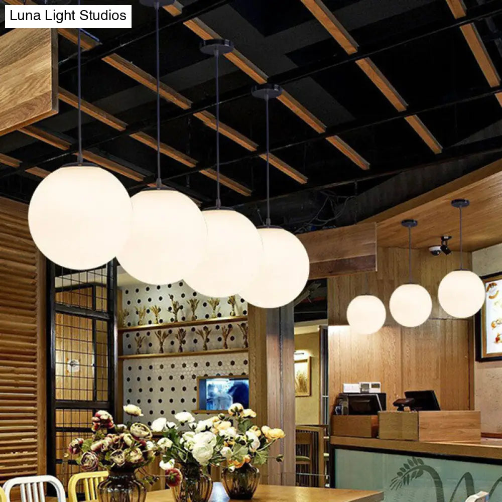 Minimalist Single Restaurant Ceiling Lamp With Opal Glass Shade