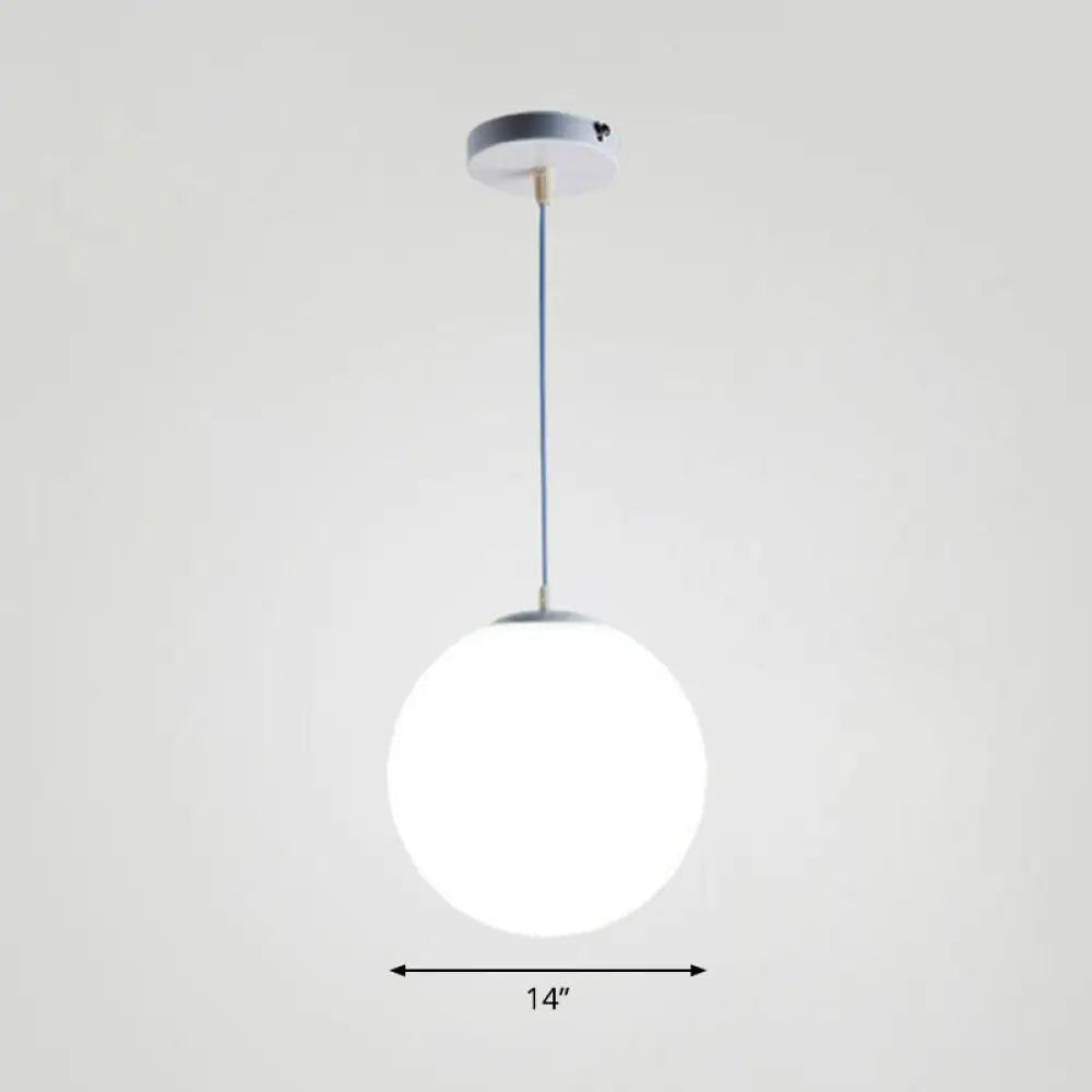 Minimalist White Sphere Opal Glass Ceiling Lamp For Single Restaurant / 14’