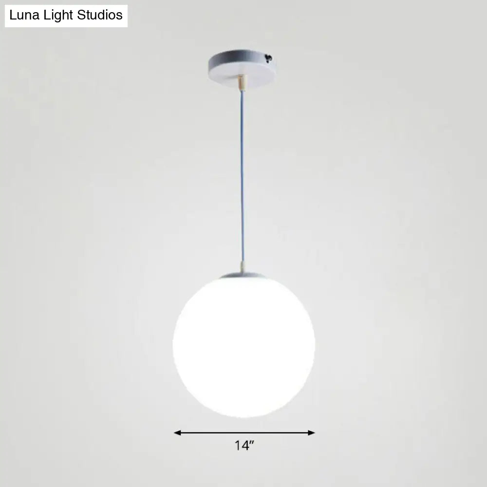 Minimalist Single Restaurant Ceiling Lamp With Opal Glass Shade White / 14