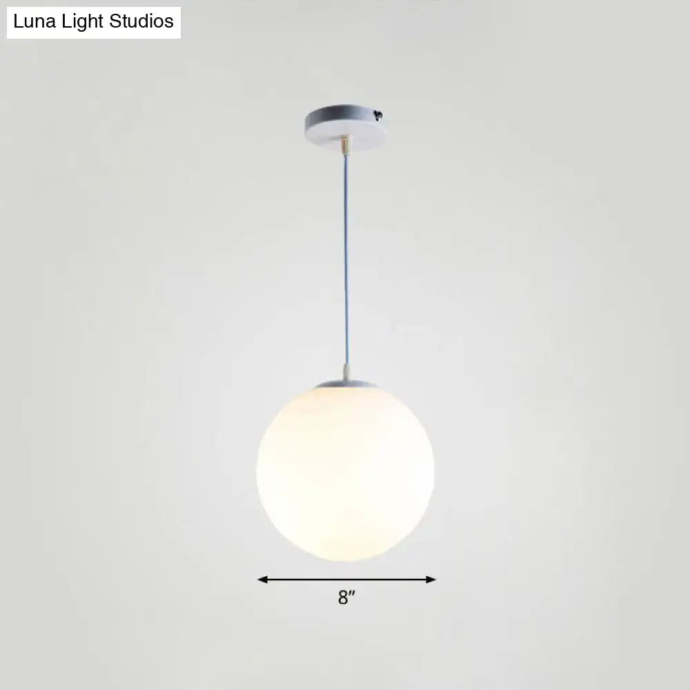 Minimalist Single Restaurant Ceiling Lamp With Opal Glass Shade White / 8