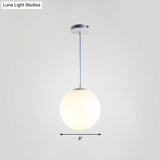 Minimalist Single Restaurant Ceiling Lamp With Opal Glass Shade White / 8