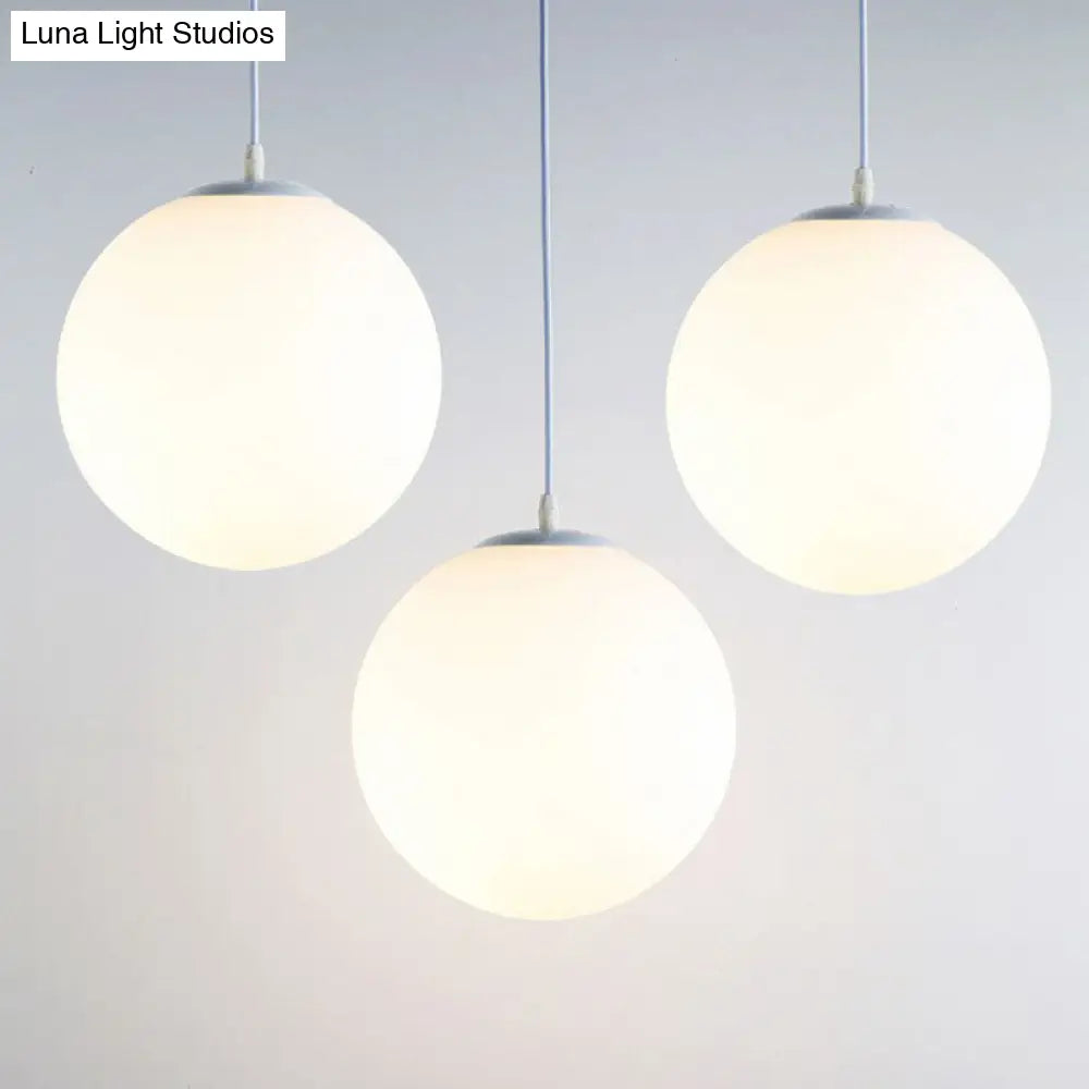 Minimalist White Sphere Opal Glass Ceiling Lamp For Single Restaurant