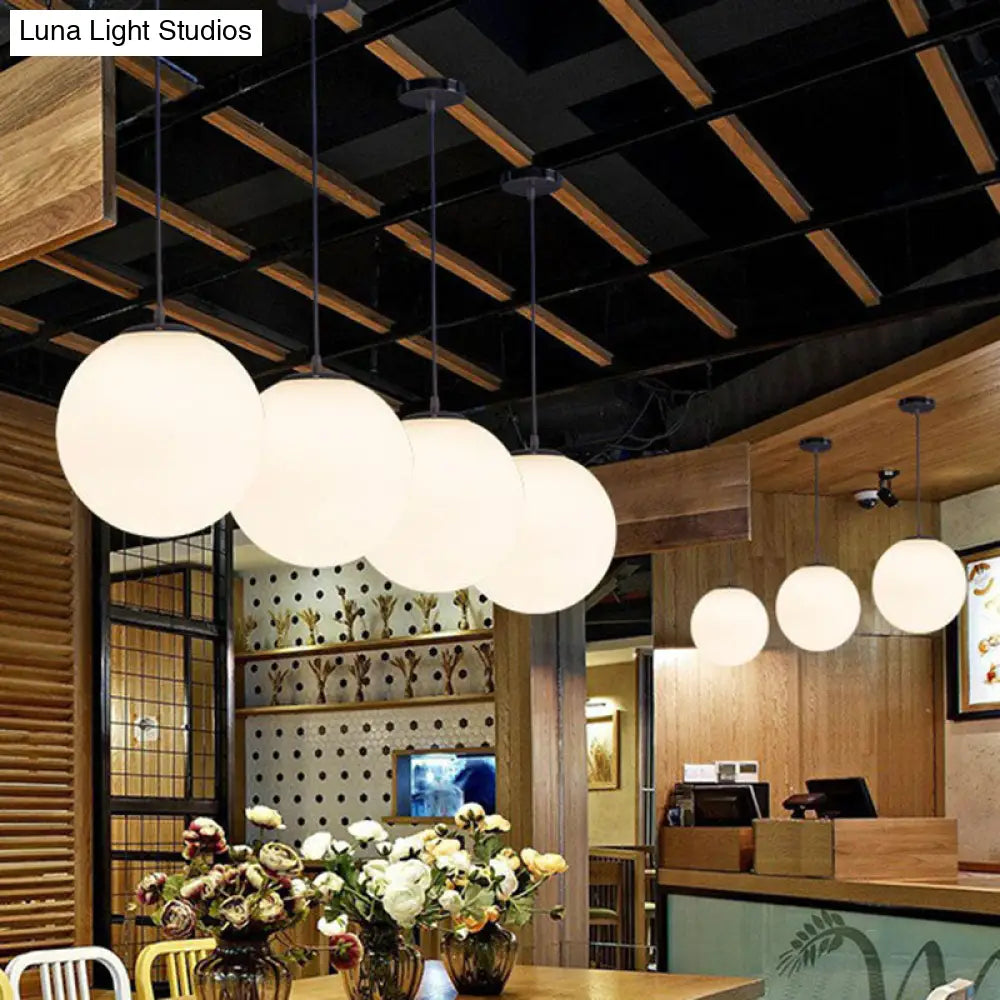 Minimalist White Sphere Opal Glass Ceiling Lamp For Single Restaurant