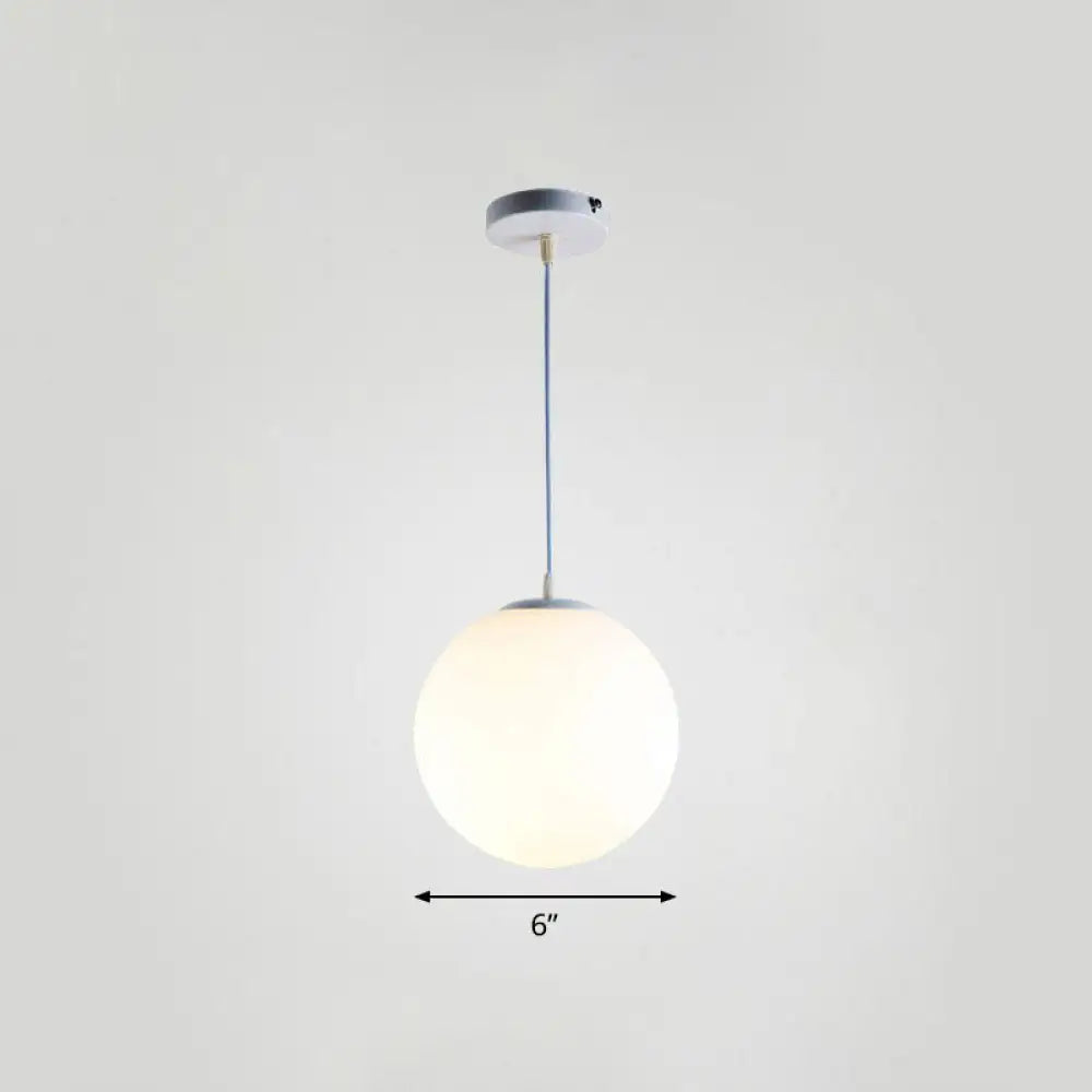 Minimalist White Sphere Opal Glass Ceiling Lamp For Single Restaurant / 6’