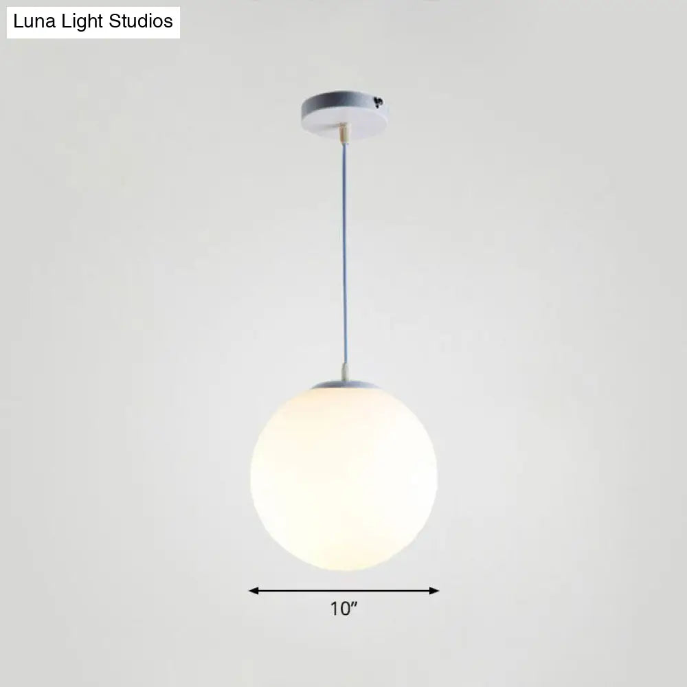 Minimalist Single Restaurant Ceiling Lamp With Opal Glass Shade White / 10