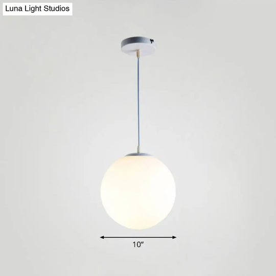 Minimalist Single Restaurant Ceiling Lamp With Opal Glass Shade White / 10