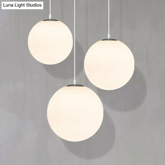 Minimalist White Sphere Opal Glass Ceiling Lamp For Single Restaurant