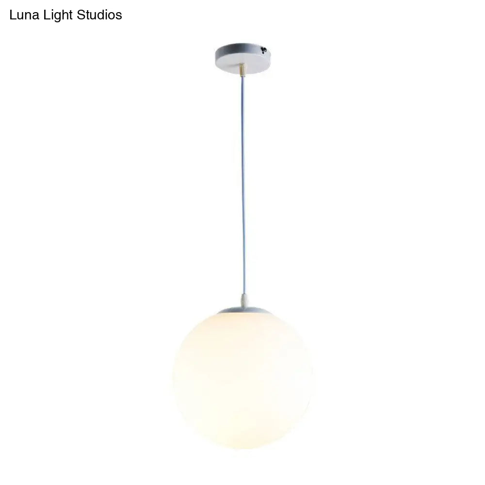 Minimalist Single Restaurant Ceiling Lamp With Opal Glass Shade