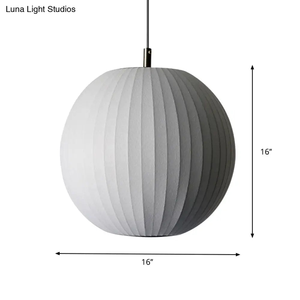 Minimalist White Fabric Pendant Light For Dining Room - Available In 12/16 Width