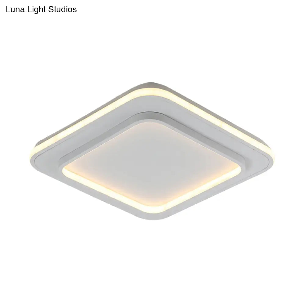 Minimalist White Square Flush Mount Led Ceiling Light Fixture - 18’/21.5’ Acrylic With Warm/White