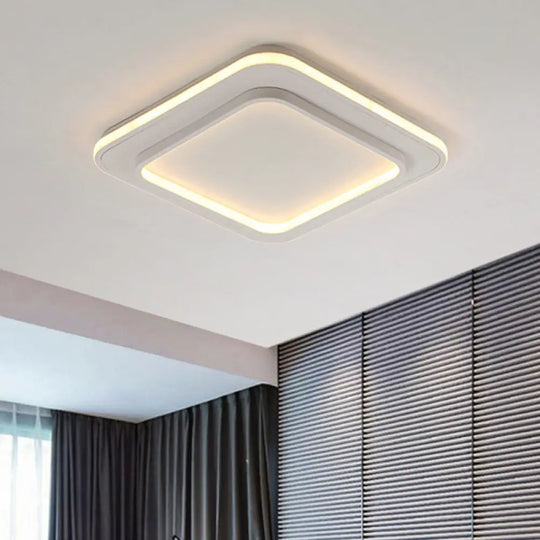 Minimalist White Square Flush Mount Led Ceiling Light Fixture - 18’/21.5’ Acrylic With